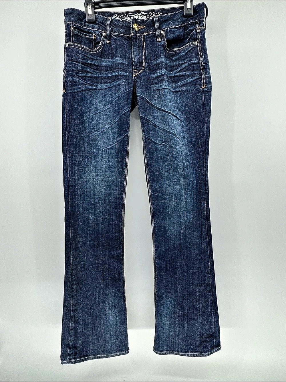 VTG Express Stella Bootcut Jeans Low Rise Blue Denim Size 4R Y2K